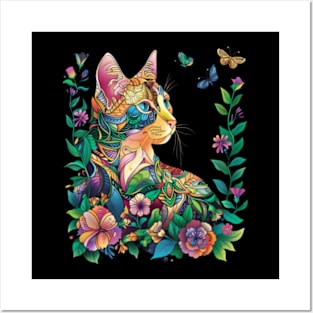 Cottagecore Aesthetic Cat Figurines Posters and Art